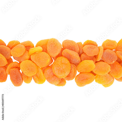 Border of dried apricots isolated transparent