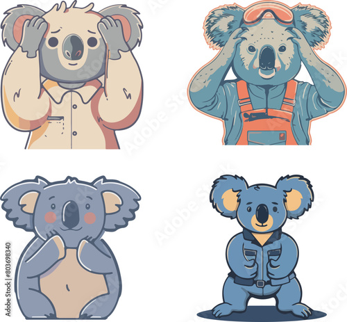 Koala Characters in Various Poses