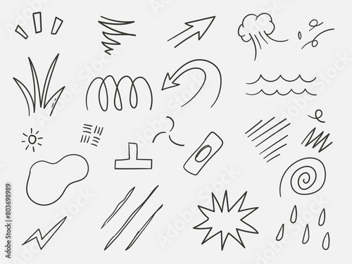 Hand drawn scribble element set doodle vector