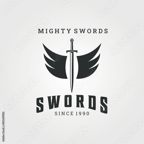 swords logo concept vector vintage illustration design