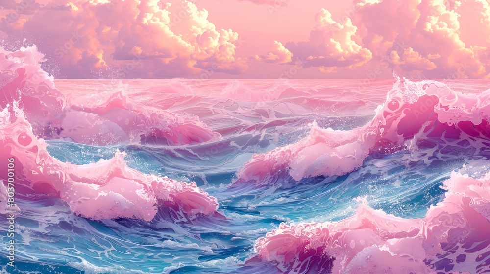 Pattern background of beautiful pink ocean waves