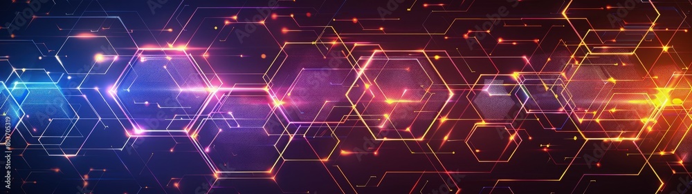 Hexagon light with purple and orange shine, best for background banner. Hexagon light with purple and orange shine, best for background banner.