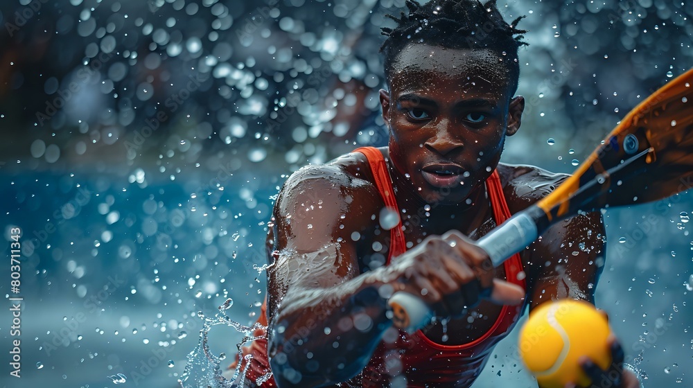 Energetic athlete displaying skill and focus in a dynamic and lively outdoor game