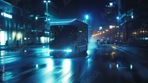 Dynamic art of a night-time express delivery service, focusing on the speed and efficiency of last-mile delivery in urban settings