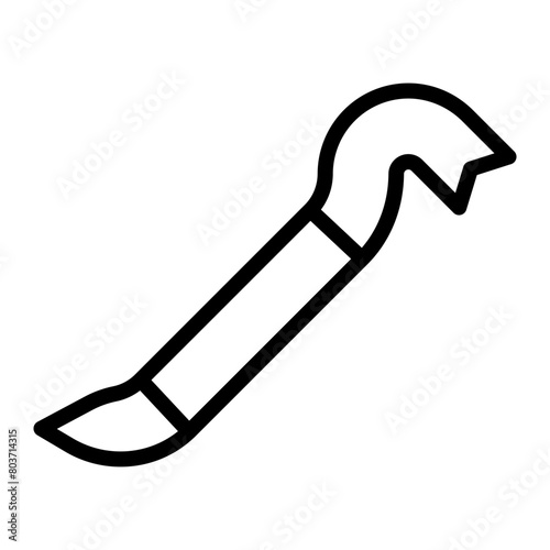 Crowbar Vector Line Icon Design