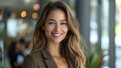 Cheerful Businesswoman in Modern and Stylish Workspace
