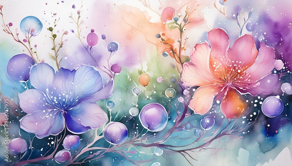 watercolor background with bubbles watercolor background with bubbles