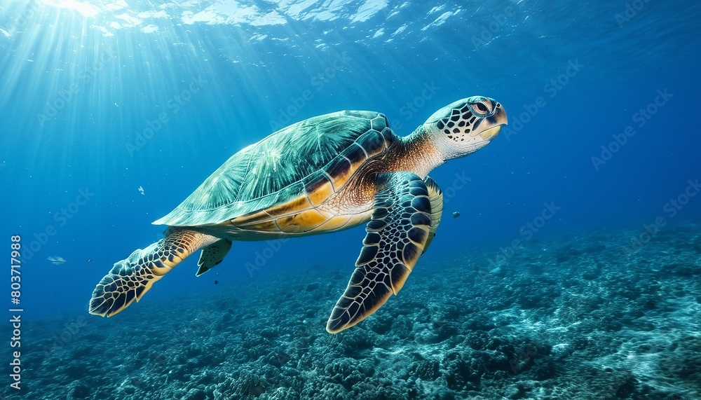 Obraz premium Ocean Lament: Sea Turtle Entangled in Plastic Waste, Depicting the Devastating Impact of Pollution