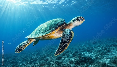 Ocean Lament: Sea Turtle Entangled in Plastic Waste, Depicting the Devastating Impact of Pollution