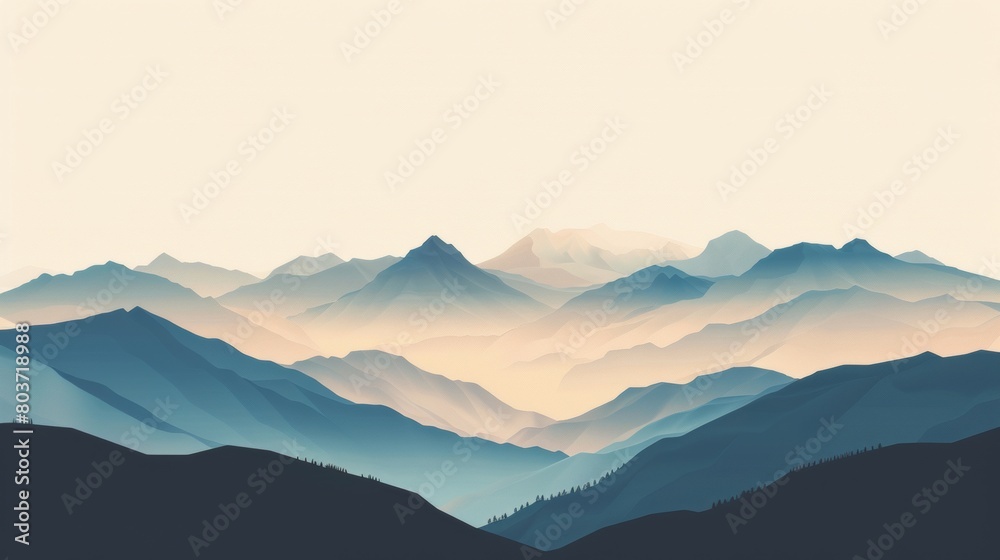 Water color mountains, beautiful mountain scenery Water color mountains, beautiful mountain scenery