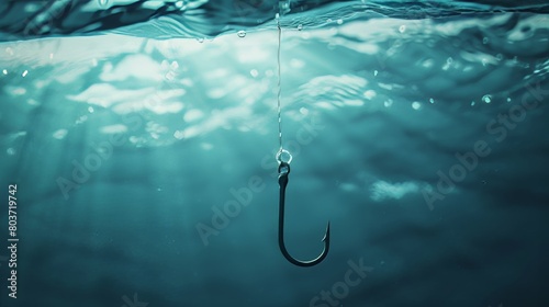 Fishing background. Close-up shot of a fish hook under water. fish. Illustrations photo