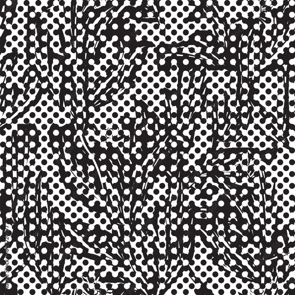 Monochrome Floral dotted Seamless Pattern Design Monochrome Floral dotted Seamless Pattern Design