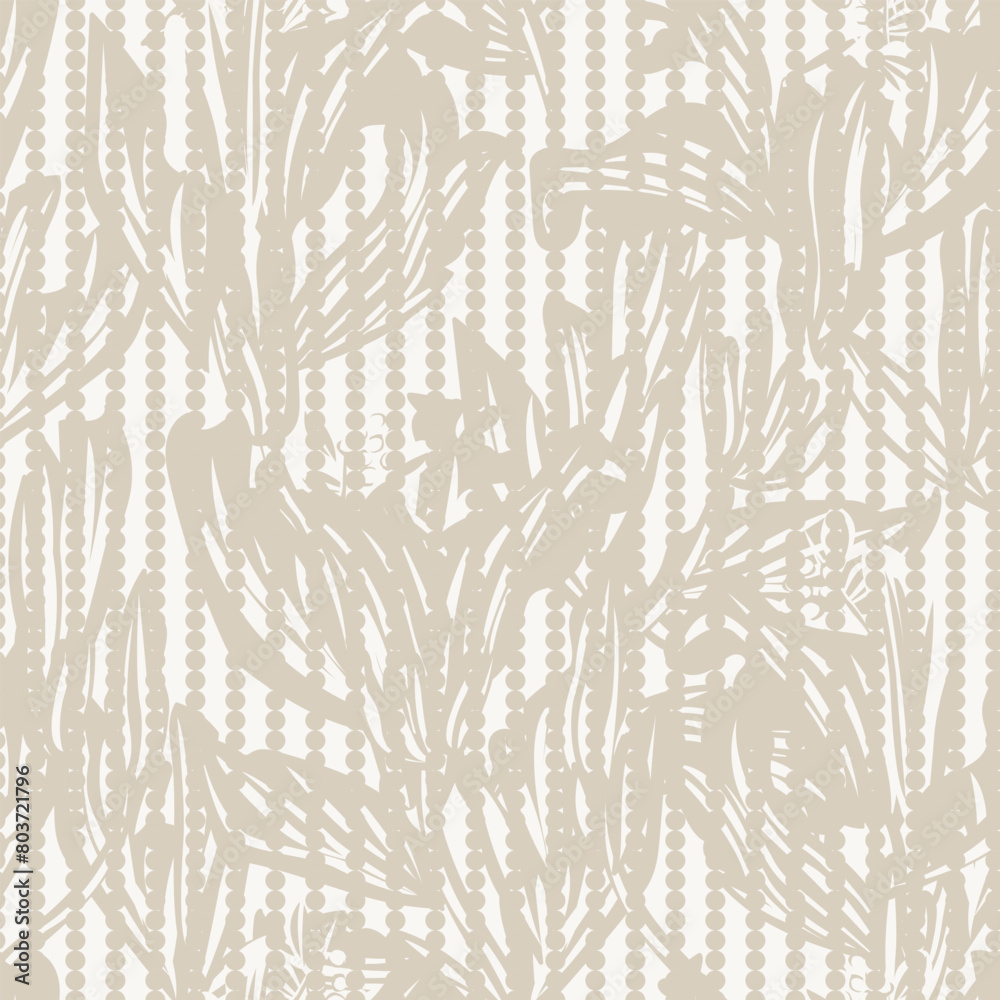 Neutral Colour Floral Striped Seamless Pattern Design