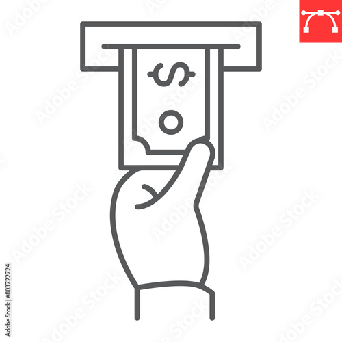 Withdraw line icon, payment method and finance, withdrawal vector icon, vector graphics, editable stroke outline sign, eps 10. photo