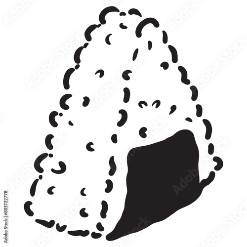 Doodle sketch style of Onigiri Sushi icon vector illustration for concept design.
