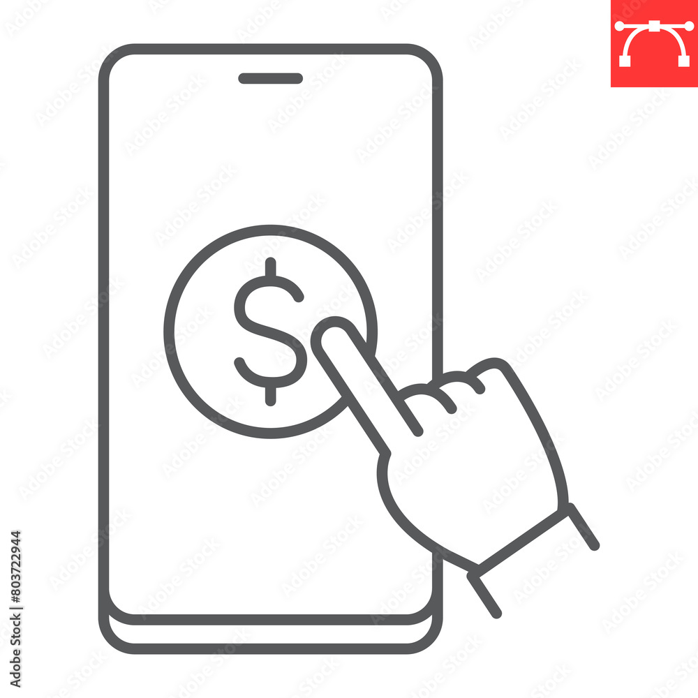 Mobile banking line icon, payment method and finance, mobile bank app vector icon, vector graphics, editable stroke outline sign, eps 10. Mobile banking line icon, payment method and finance, mobile bank app vector icon, vector graphics, editable stroke outline sign, eps 10.