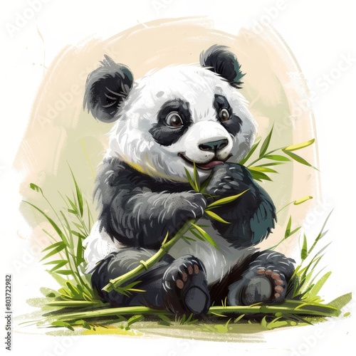 Hand-drawn cute panda cartoon illustrations of puppies playing in the park