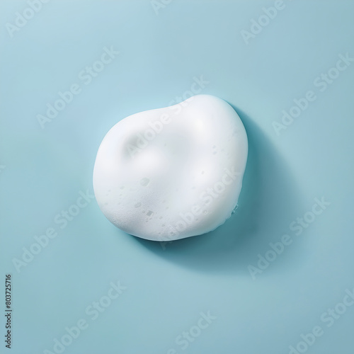 Soap foam bubble isolated on blue background object beatuy health care concept. Generating AI