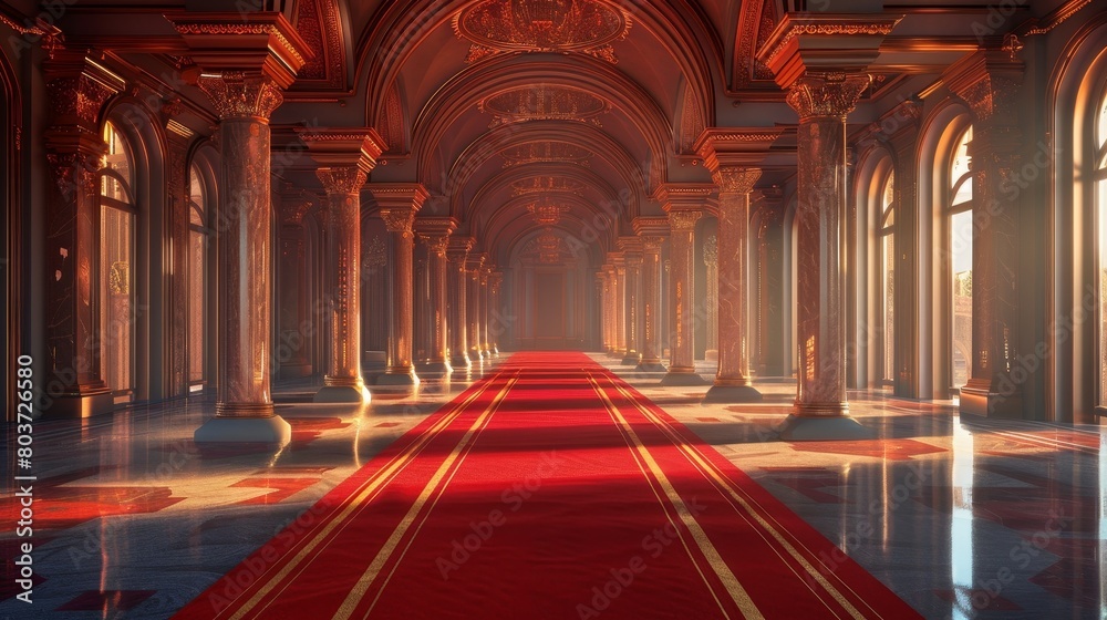 Obraz premium Red carpet hallway in luxury palace 