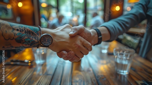 Professional Partnership  Serene Handshake and Positive Mood