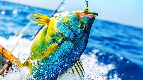 Vivid Tropical Fish Caught on a Sunny Day, Ocean Fishing Adventure photo