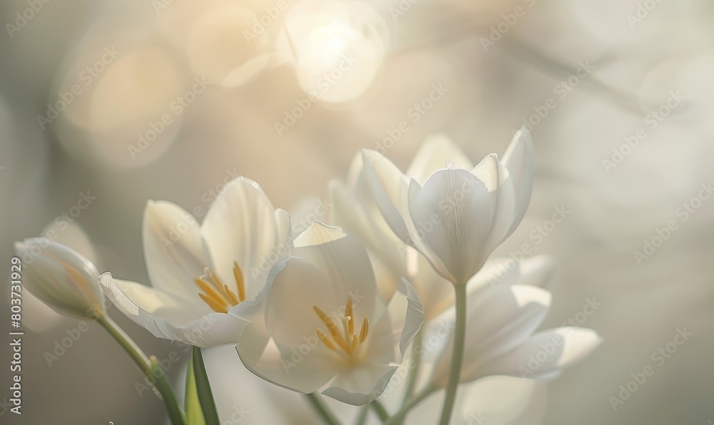 Delicate white tulips in soft focus Delicate white tulips in soft focus