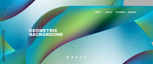 An illustration of a geometric background with a rainbow of colors, featuring electric blue circles and aqua hues. This graphic design resembles a terrestrial plant in macro photography