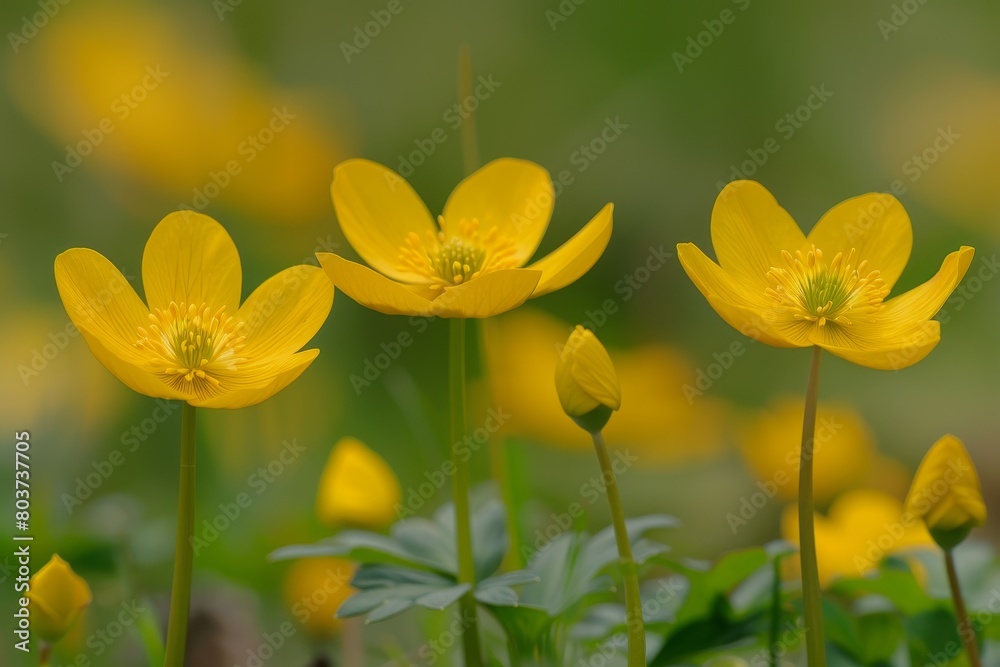 Vibrant yellow buttercup flowers in a field