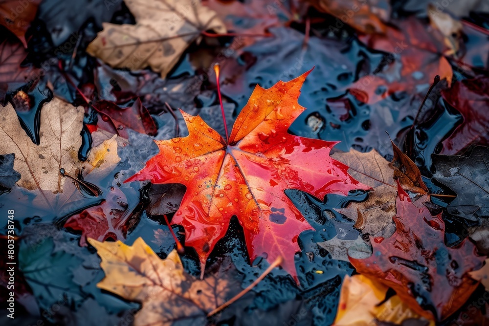 Vibrant autumn leaves on wet ground Vibrant autumn leaves on wet ground