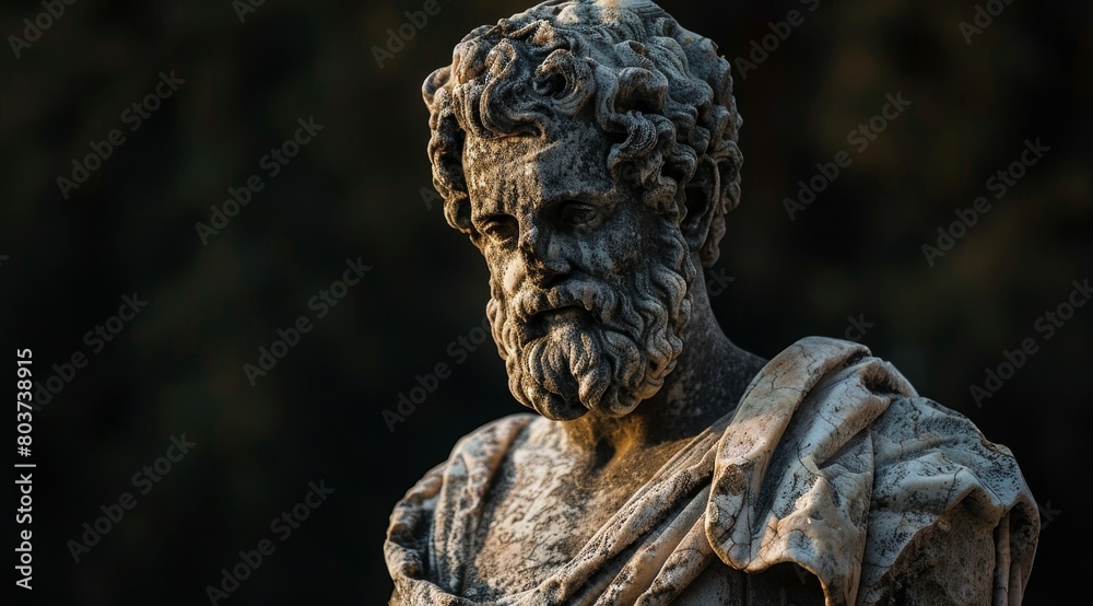 ancient stone sculpture of a pensive figure ancient stone sculpture of a pensive figure