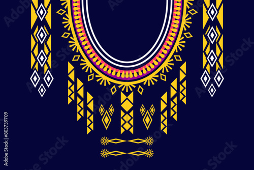 Neckline embroidery traditional style for cloth and fabric