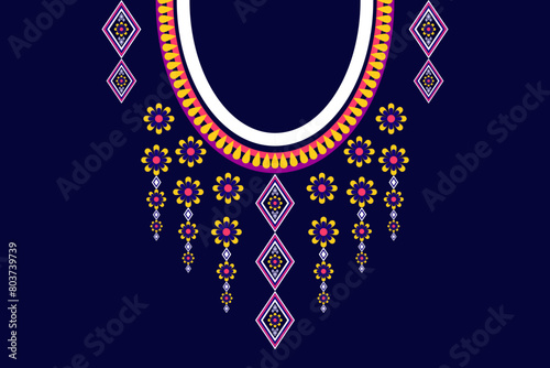 Neckline embroidery traditional style for cloth and fabric