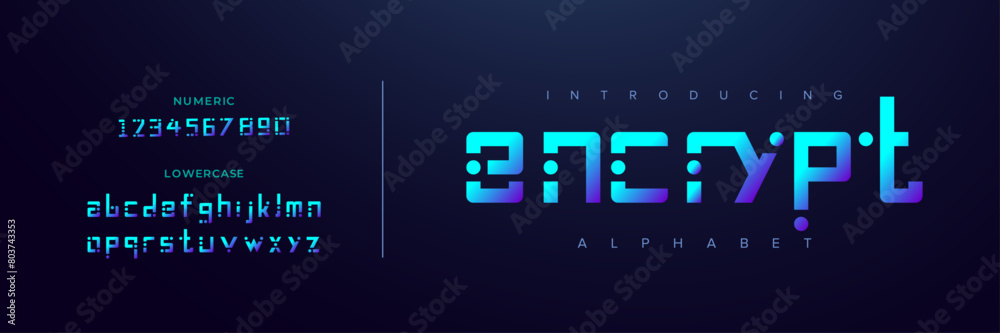 Encrypt creative simple modern urban alphabet font. Digital abstract futuristic, logo, music, sport, minimal technology typography. Simple numeric vector illustration Encrypt creative simple modern urban alphabet font. Digital abstract futuristic, logo, music, sport, minimal technology typography. Simple numeric vector illustration