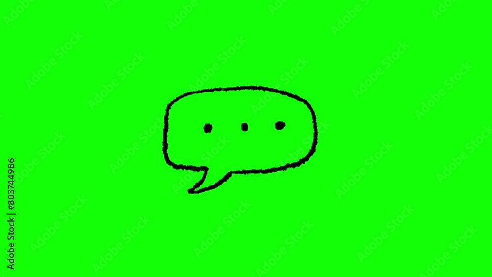 Hand drawn chat bubble frame by frame animation on chroma key green screen background. Hand drawn chat bubble frame by frame animation on chroma key green screen background.