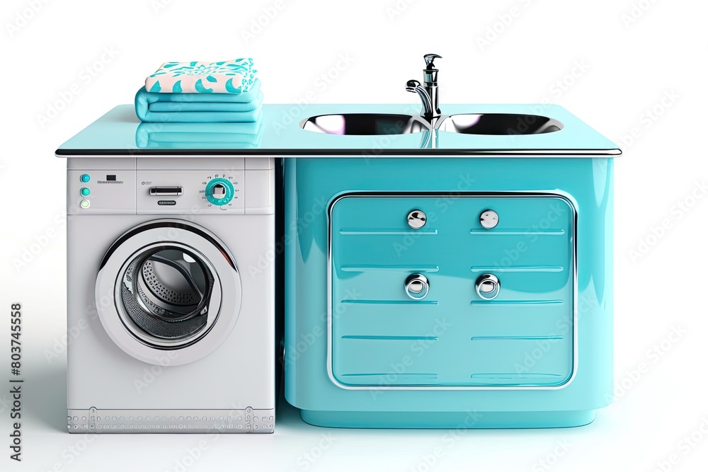 Retro Laundry room organizer Isolated on white Retro Laundry room organizer Isolated on white