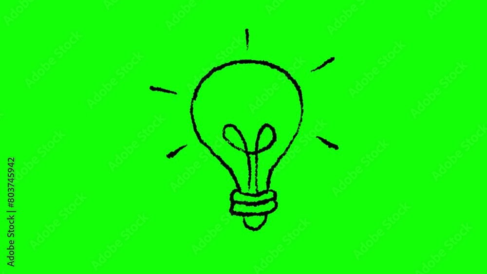 Hand drawn bulb frame by frame animation on chroma key green screen ...