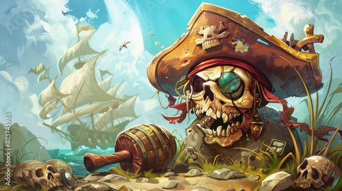 skull pirat funny. cartoons. Illustrations photo