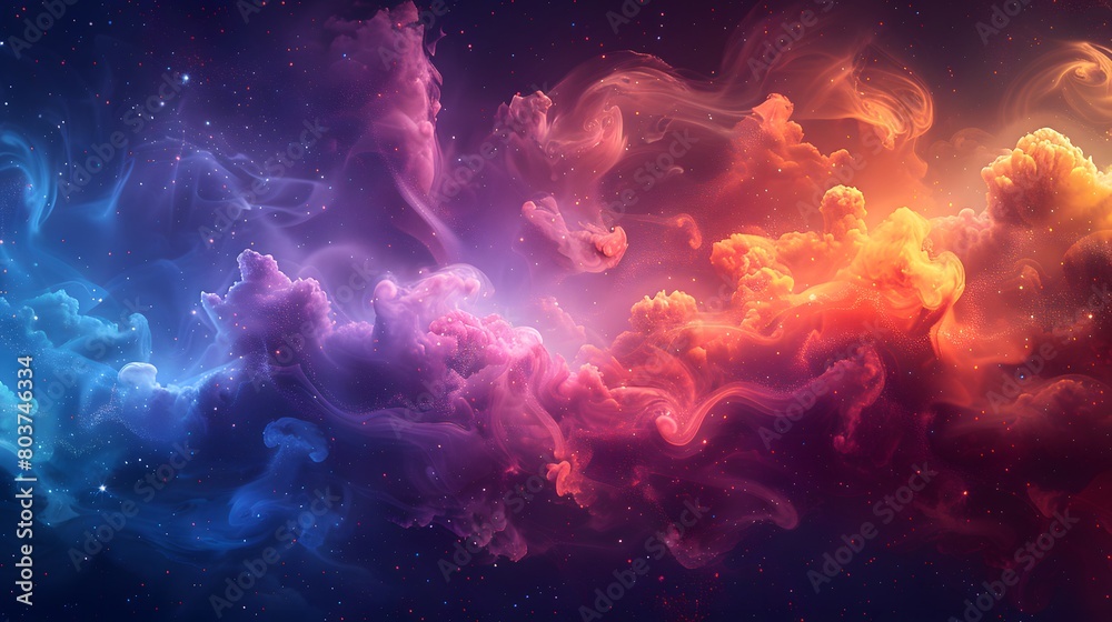 Cosmic Nebula in space , multicolored smoke puff cloud design elements