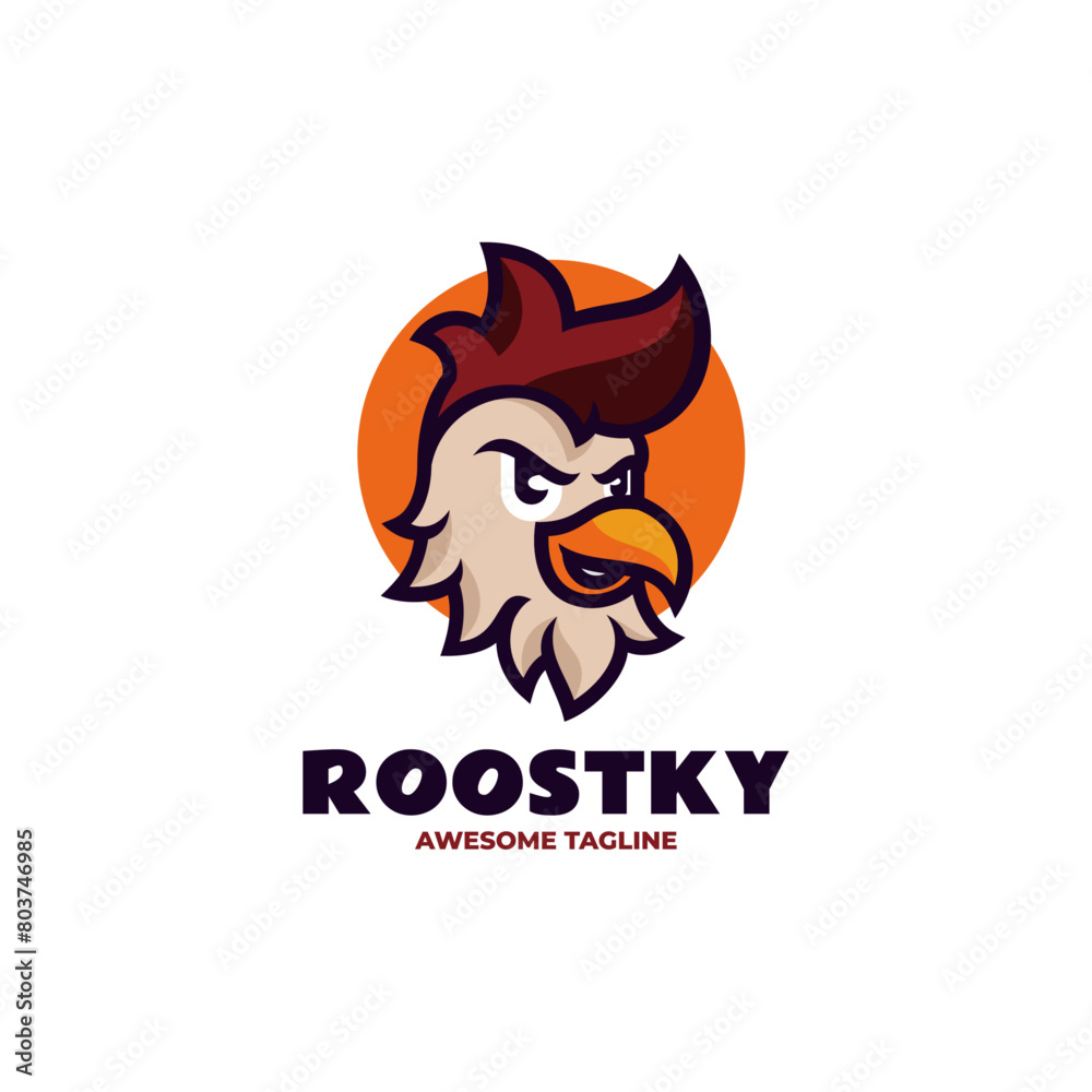 Fototapeta premium Vector Logo Illustration Rooster Mascot Cartoon Style.