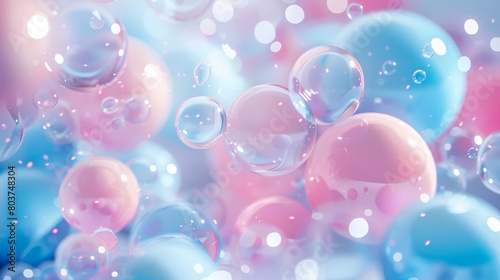 Pastel pink and blue bubbles background 