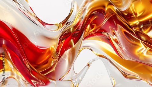 3d render of abstract background with gold and red liquid.