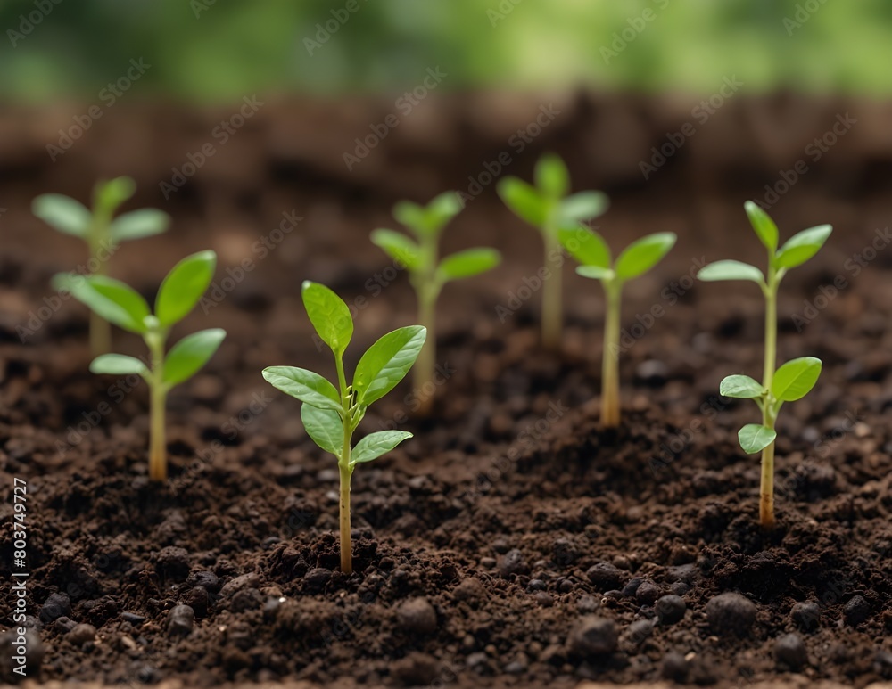 Plant Seeds Planting trees growth,The seeds are germinating on good quality soils in nature Generative ai,