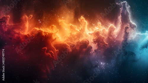 Cosmic Nebula in space , multicolored smoke puff cloud design elements © Lucky Ai