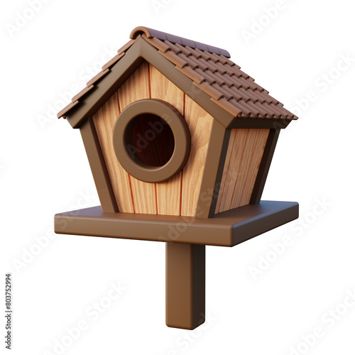 Wooden Bird House 3D Render