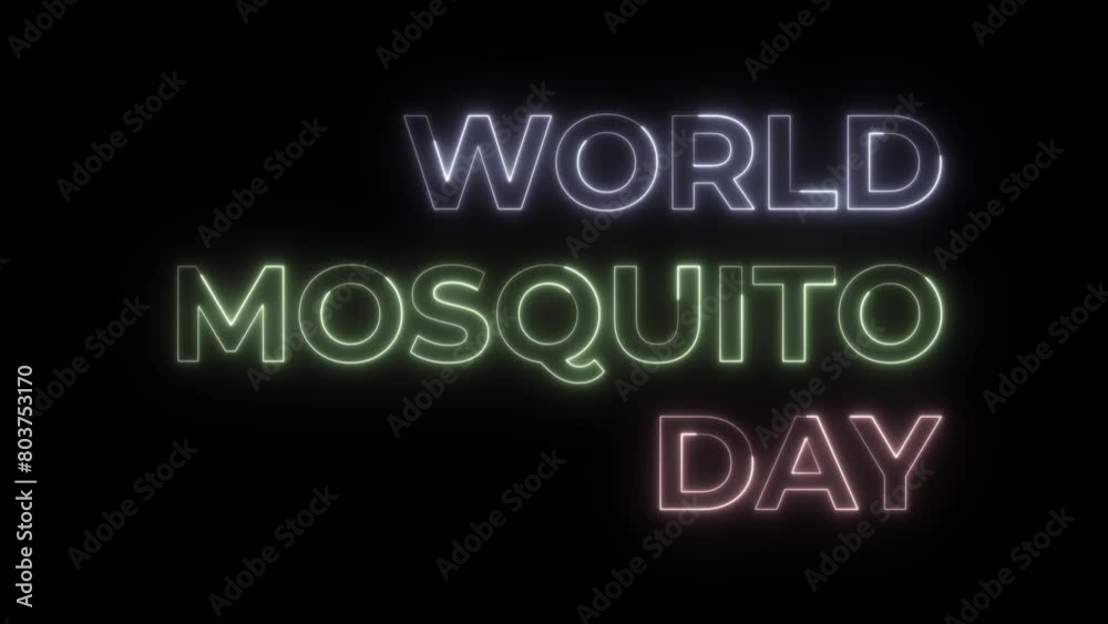 World Mosquito Day Neon Animation Text World Mosquito Day Neon Animation Text