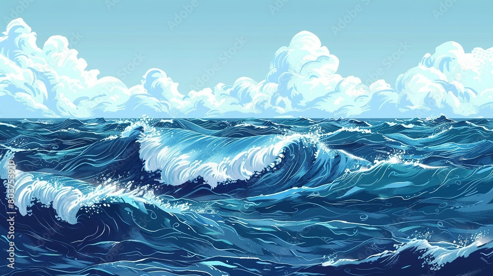 Close-Up Surge: A Riveting Illustration of High Waves in the Azure Waters Close-Up Surge: A Riveting Illustration of High Waves in the Azure Waters