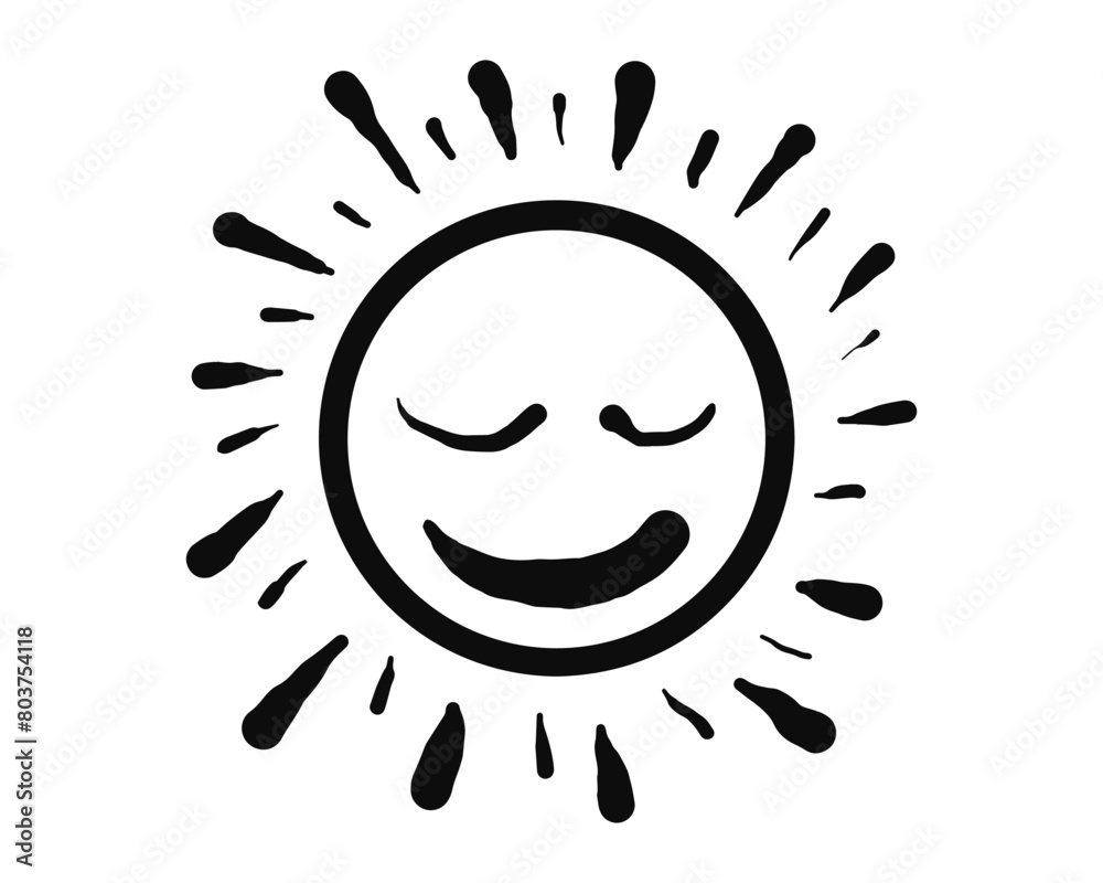 Doodle set cartoon expressions effects sun. Kids drawing. vector illustration Doodle set cartoon expressions effects sun. Kids drawing. vector illustration