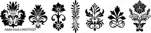 set of floral ornament vector elements in the style of a simple vector style photo