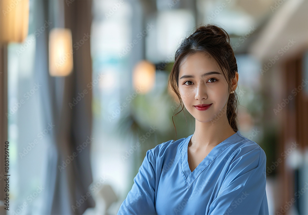 Kind eyes, healing touch, Asian nurse Kind eyes, healing touch, Asian nurse