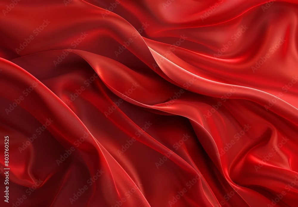 Red abstract background, red waves, gradient red background, red cloth and red ribbon